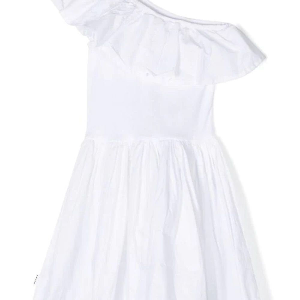 Molo NWT Choley Girls White One Shoulder Ruffled Dress. Organic Cotton. Size 14. - Picture 7 of 11
